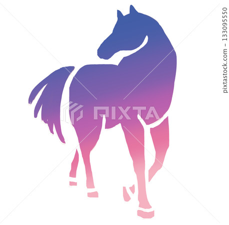 奔馬的彩色剪影 奔馬的彩色剪影 133095550
