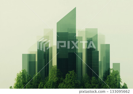 Digital concept of organic growth in an urban environment, ecourbanism, green cities 133095662