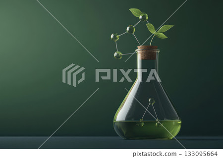 Digital illustration of organic chemical compounds in nature, organic chemistry, science and sustainability Digital illustration of organic chemical compounds in nature, organic chemistry, science and sustainability 133095664