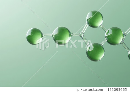 Digital illustration of organic chemical compounds in nature, organic chemistry, science and sustainability 133095665
