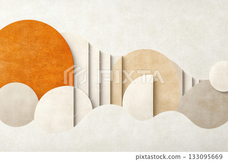 Geometric shapes made of organic textures in neutral tones, modern organic design, natural minimalism 133095669