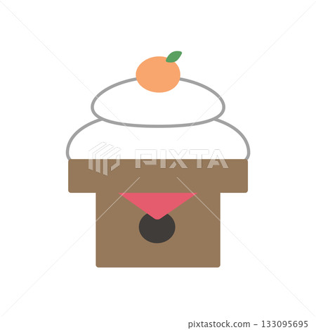 簡單的鏡餅（年糕）插圖，2026年新年賀卡/吉祥物素材 133095695