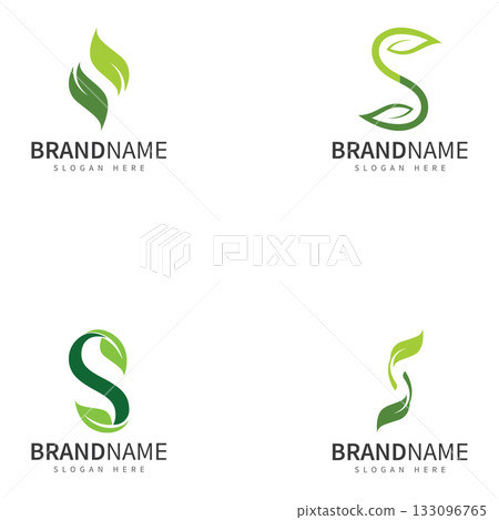 green leaf with letter s logo icon vector design template concept 133096765