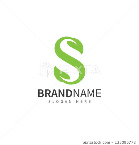 green leaf with letter s logo icon vector design template concept 133096778