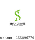 green leaf with letter s logo icon vector design template concept 133096779