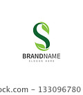 green leaf with letter s logo icon vector design template concept 133096780