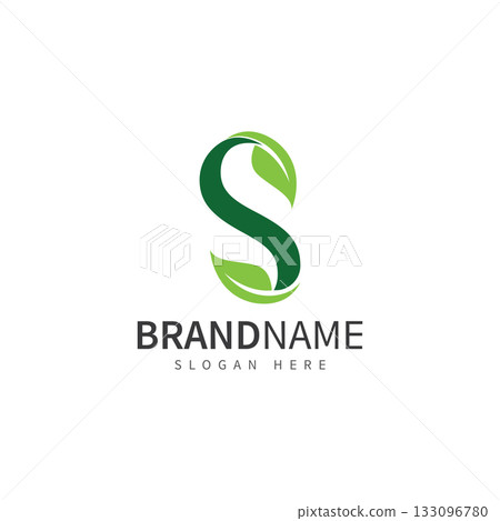 green leaf with letter s logo icon vector design template concept green leaf with letter s logo icon vector design template concept 133096780