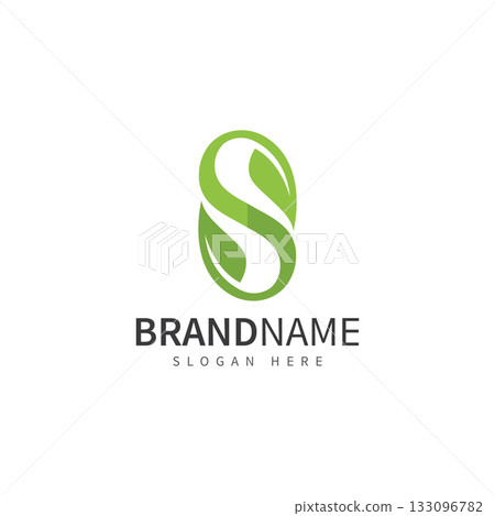 green leaf with letter s logo icon vector design template concept 133096782