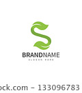 green leaf with letter s logo icon vector design template concept 133096783