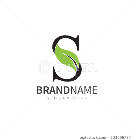 green leaf with letter s logo icon vector design template concept 133096784