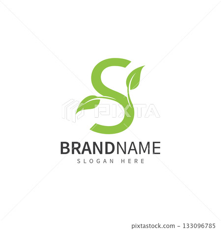 green leaf with letter s logo icon vector design template concept 133096785