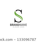 green leaf with letter s logo icon vector design template concept 133096787
