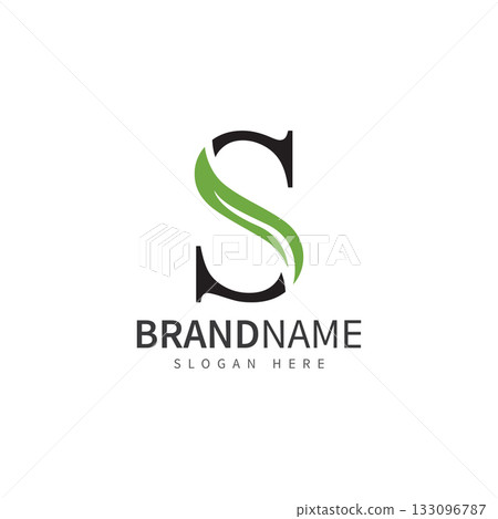 green leaf with letter s logo icon vector design template concept green leaf with letter s logo icon vector design template concept 133096787