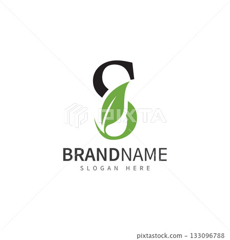 green leaf with letter s logo icon vector design template concept 133096788