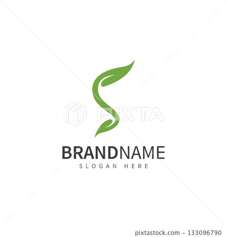 green leaf with letter s logo icon vector design template concept 133096790