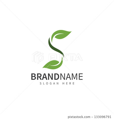 green leaf with letter s logo icon vector design template concept green leaf with letter s logo icon vector design template concept 133096791