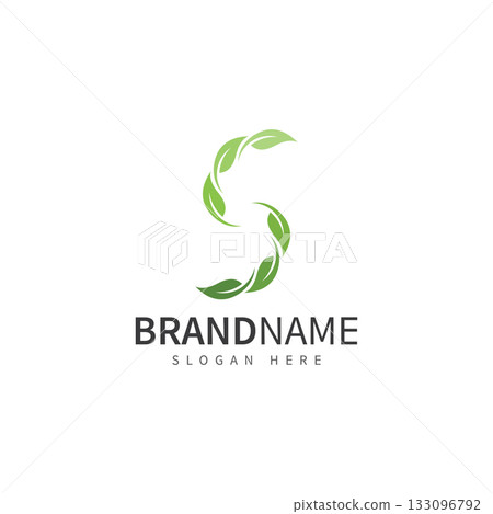green leaf with letter s logo icon vector design template concept 133096792