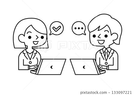 一男一女正在使用電腦 133097221