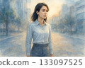[City Grace Series] A businesswoman walks out with quiet determination 133097525