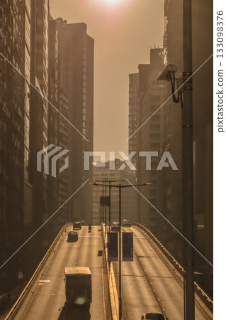 Nov 8 2025 Sunset Over Wong Chuk Hang Road Highway Flyover 133098376