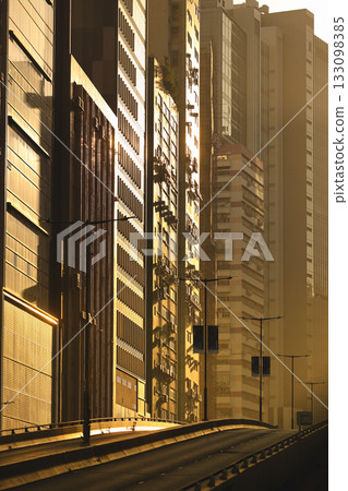 Nov 8 2025 Sunset Over Wong Chuk Hang Road Highway Flyover 133098385