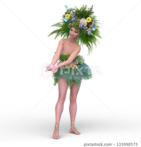 頭髮上帶有花卉藝術的女人 頭髮上帶有花卉藝術的女人 133098573