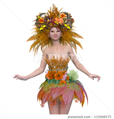 Woman with flower art in hair Woman with flower art in hair 133098575