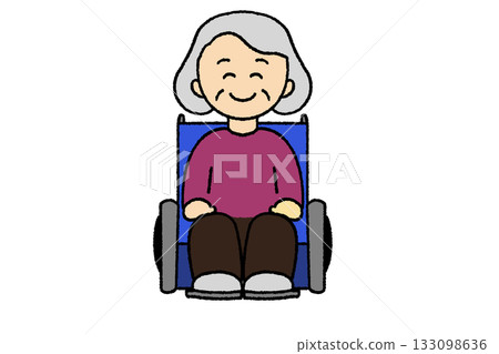 Smiling grandmother in a wheelchair 133098636