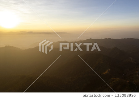 colorful dramatic sky with cloud at sunset. 133098956