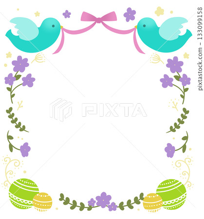 Ribbon and Bird Frame Purple Ribbon and Bird Frame Purple 133099158