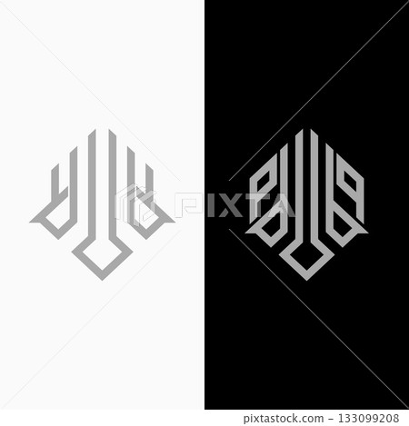 Mosaic ornament pattern motif decor emblem seamless like initial B or BP font logo design graphic concept creative premium vector stock image top sell 133099208