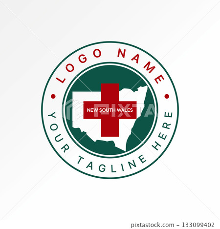 New South Wales maps with plus medical emblem health care emergency australia logo design graphic concept creative premium vector stock image top sell 133099402