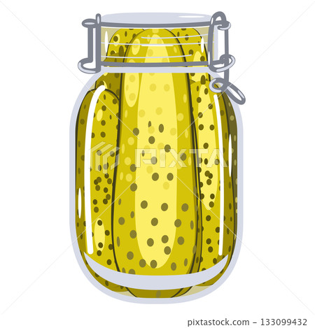 Homemade pickles in jar vector illustration 133099432