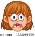 Cartoon Girl With Shocked Facial Expression 133099459