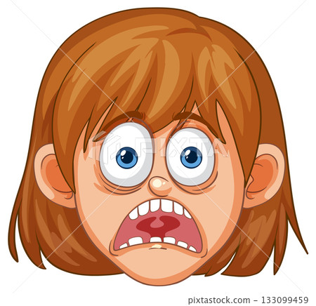Cartoon Girl With Shocked Facial Expression 133099459