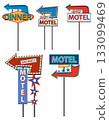 Retro Motel and Diner Roadside Sign Vector Collection 133099469