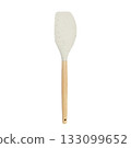 Silicone kitchen spatula with wooden handle isolated on white background 133099652