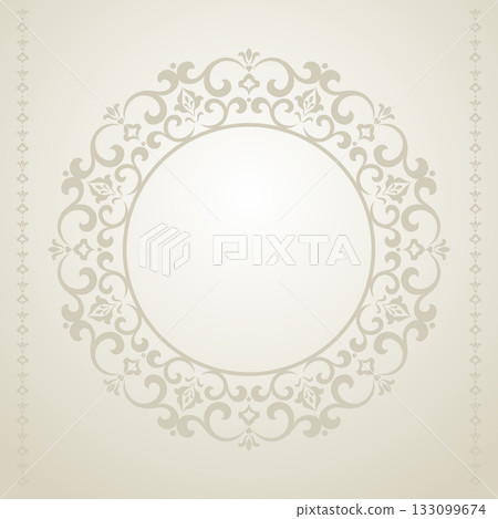 Decorative frame Elegant vector element for design in Eastern style, place for text. Floral beige border. Lace illustration for invitations and greeting cards Decorative frame Elegant vector element for design in Eastern style, place for text. Floral beige border. Lace illustration for invitations and greeting cards 133099674