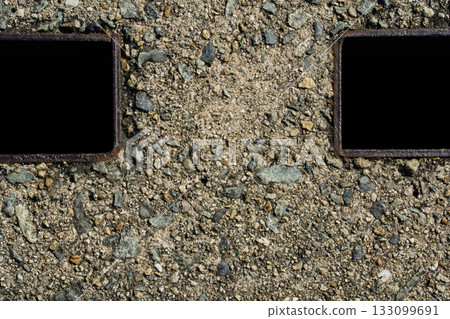 Close-up of a drain cover made of inorganic concrete Close-up of a drain cover made of inorganic concrete 133099691