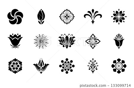 Flower icons set. Isolated elements for design. Vector graphics. Flower icons set. Isolated elements for design. Vector graphics. 133099714