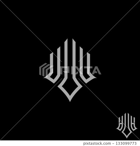 Pattern mosaic motif decor emblem ornament seamless like initial U or UU font logo design graphic concept creative premium vector stock image top sell 133099773