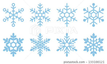 手繪雪花圖示插圖集（藍色） 133100121