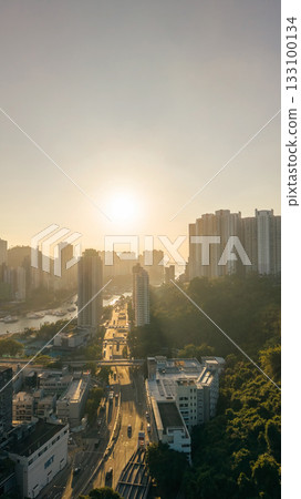 Nov 8 2025 Sunset Over Flyover on Wong Chuk Hang Road 133100134