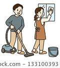 Illustration of men and women cleaning 133100393