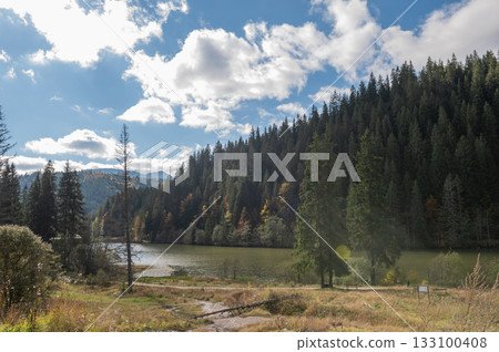 View of Red Lake Lacul Rosu in Romania's Eastern Carpathians View of Red Lake Lacul Rosu in Romania's Eastern Carpathians 133100408