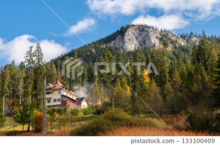 View of Red Lake Lacul Rosu in Romania's Eastern Carpathians 133100409