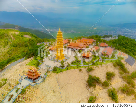 Buddhist temple on the mountain. 133100572