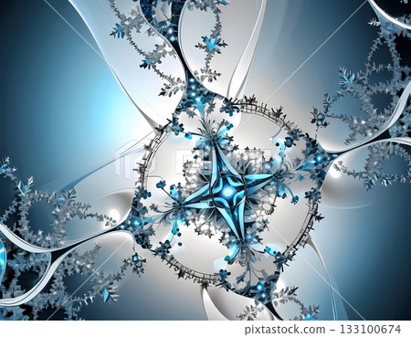 Abstract crystal structure with glowing light futuristic fractal pattern. concept of digital growth 133100674