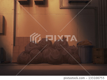 Back alley garbage dump background illustration 06 133100755