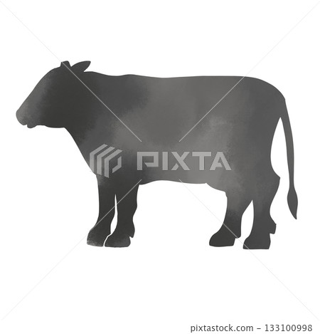側躺的乳牛水彩剪影 133100998